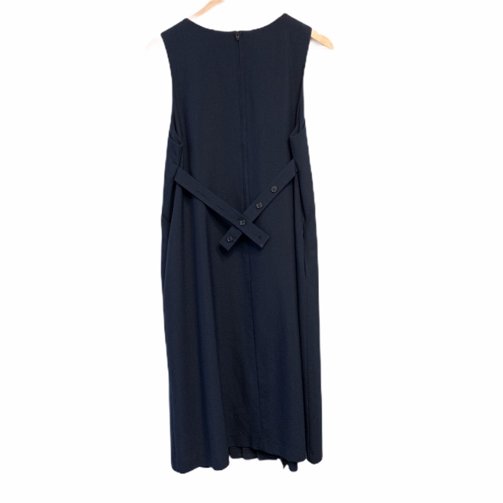 Vintage Maternity Dress Navy Blue Adjustable Waist - Picture 2 of 8